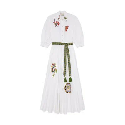 Alemais Strike Embroidered Midi Dress In Ivory