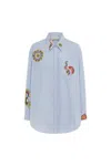 Alemais Strike Patchwork Stripe Shirt In Blue