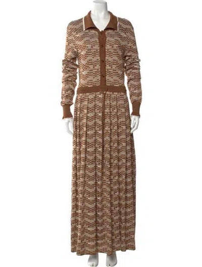 Pre-owned Alemais Striped Long Dress W/ Tags In Brown