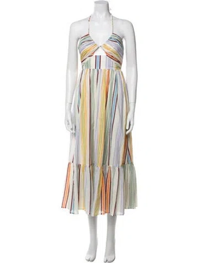 Pre-owned Alemais Striped Long Dress In White