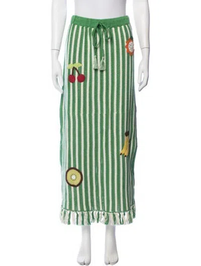 Pre-owned Alemais Striped Long Skirt In Green