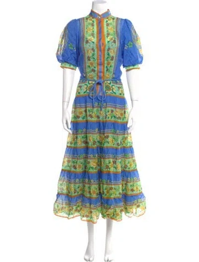 Pre-owned Alemais Striped Midi Length Dress In Blue
