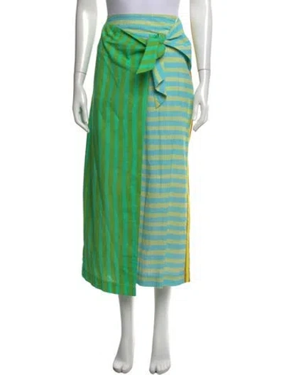 Pre-owned Alemais Striped Midi Length Skirt In Green