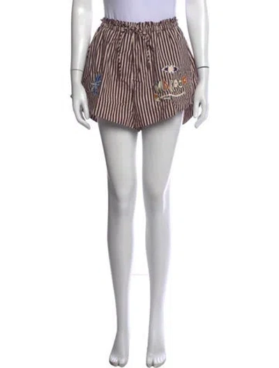Pre-owned Alemais Striped Mini Shorts In Brown/neutrals