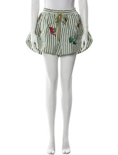 Pre-owned Alemais Striped Mini Shorts W/ Tags In Green