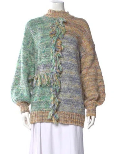 Pre-owned Alemais Striped Mock Neck Sweater In Green