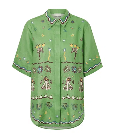 Alemais Graphic-print Short-sleeve Shirt In Green