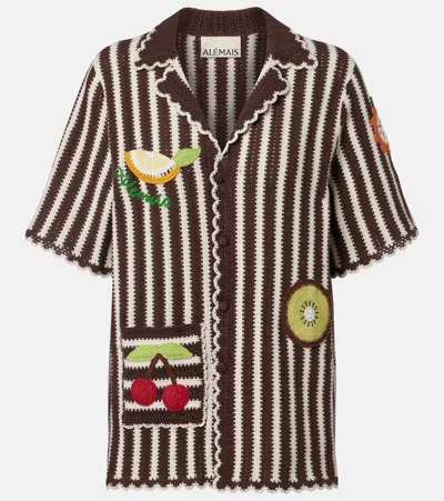 Alemais Alémais Sundae Crochet Cotton Bowling Shirt In Brown