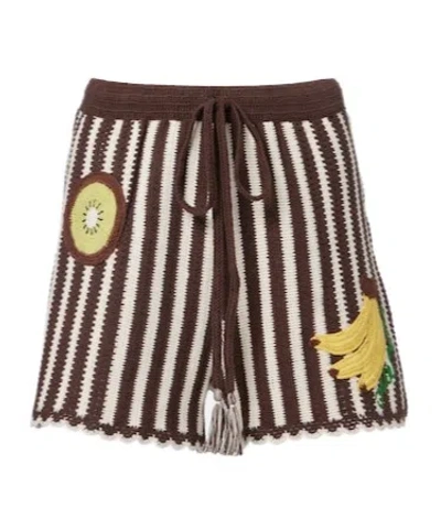 Alemais Sundae Crochet Embroidered Cotton Shorts In Multi