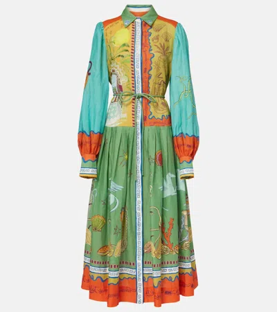 Alemais Surrealist Cotton Maxi Dress In Grün