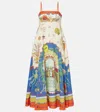 Alemais Surrealist Summer Sleeveless Linen Midi Sundress In Multicoloured