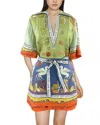 Alemais Surrealist Summer Short-sleeve Linen Mini Dress In Multi