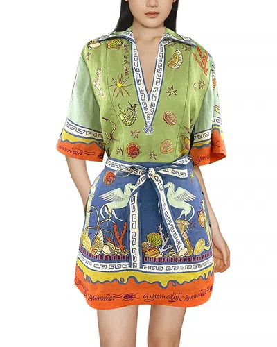 ALEMAIS SURREALIST LINEN MINI DRESS