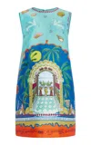 Alemais Surrealist Summer Crepe Mini Dress In Multi