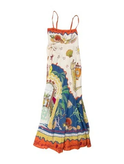 Pre-owned Alemais Surrealist Summer Midi Dress Long Dress In Multicolor
