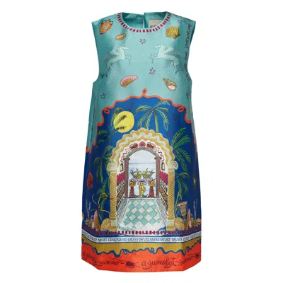 Alemais Surrealist Summer Mini Dress In Multi