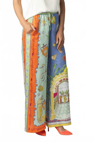 Alemais Surrealist Summer Pant In Green In Multi