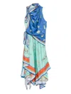 Alemais Surrealist Summer Scarf Midi Dress Multi