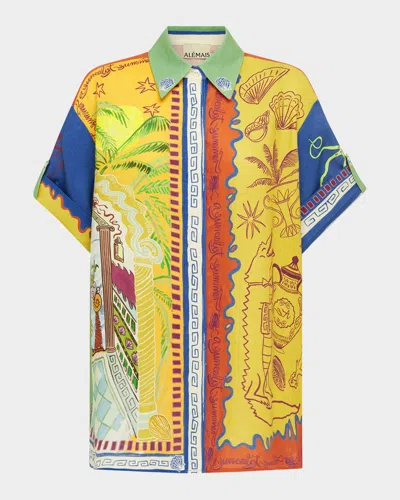 Alemais Surrealist Summer Shirt In Multicoloured