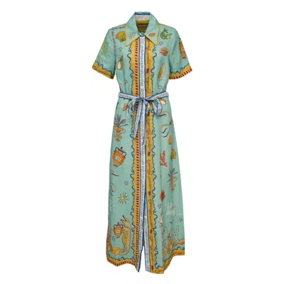 Alemais Surrealist Summer Shirtdress In Green