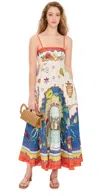 Alemais Surrealist Summer Sleeveless Linen Midi Sundress In Multi