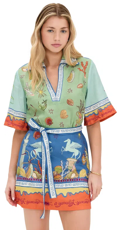 Alemais Surrealist Summer V Mini Dress Multi