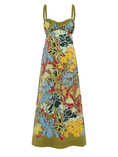Alemais Sweetheart Neckline Ruched Strap Cotton A-line Dress With Back Cut-out In Multicolor