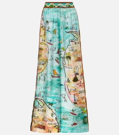 Alemais Swell Printed Silk Twill Pants In Multicolor