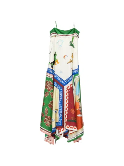 Alemais Tangible Love Handkerchief-hem Midi Dress In Multi