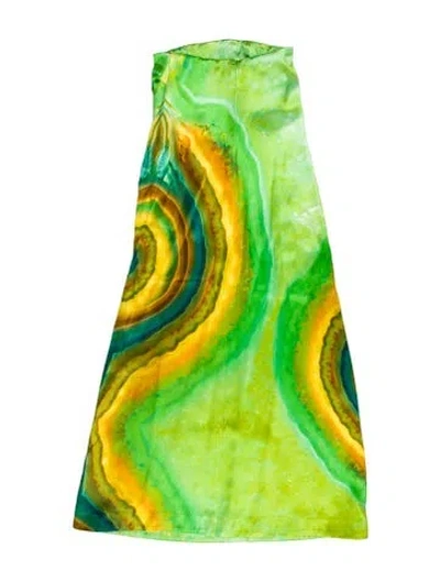 Pre-owned Alemais Tie-dye Print Long Dress In Green
