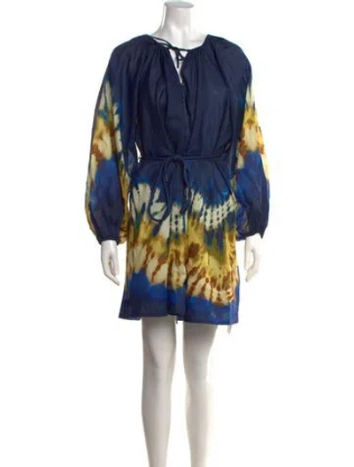 Pre-owned Alemais Tie-dye Print Mini Dress W/ Tags In Blue