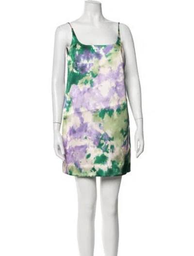 Pre-owned Alemais Tie-dye Print Mini Dress W/ Tags In Green