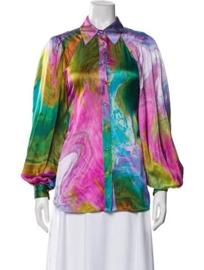 Pre-owned Alemais Tie-dye Silk Blouse In Multi