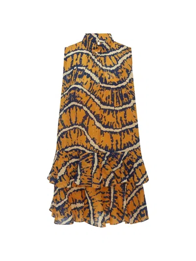 Alemais Tiered-ruffle Abstract-print Mini Dress In Multi