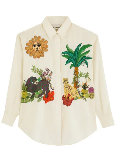 Alemais Tiger Embroidered Shirt In White