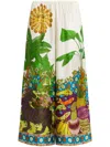 Alemais Tiger Printed Wide-leg Silk Troussers In White