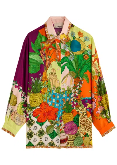Alemais Alémais Tiger Printed Silk Twill Shirt In Multicolour