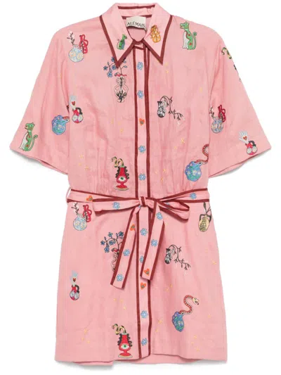 Alemais Timmy Embroidered Minidress In Pink