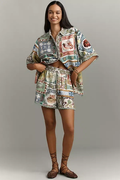 Alemais Tommasina Linen Shorts In Multi
