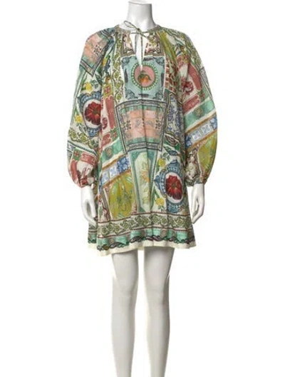 Pre-owned Alemais Tommasina Mini Dress In Neutrals