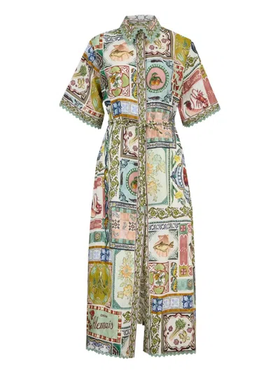 Alemais Tommasina Scalloped Midi Shirt Dress In Multi