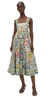 Alemais Tommasina Ric Rac-trimmed Printed Cotton-poplin Maxi Dress In Green