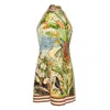 Alemais Toucan Tango Halterneck Printed Organic Cotton Mini Dress In Green