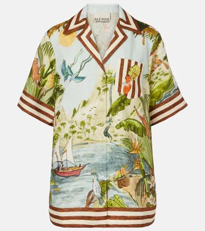 Alemais Toucan Tango Striped-trim Printed Shirt In Green