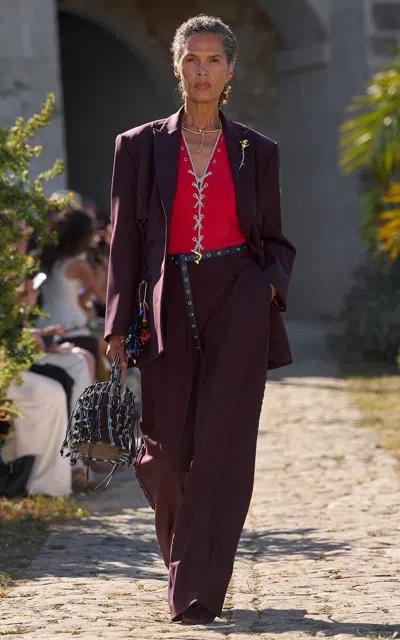Alemais Alémais Trenza Suiting Wide-leg Pants In Burgundy