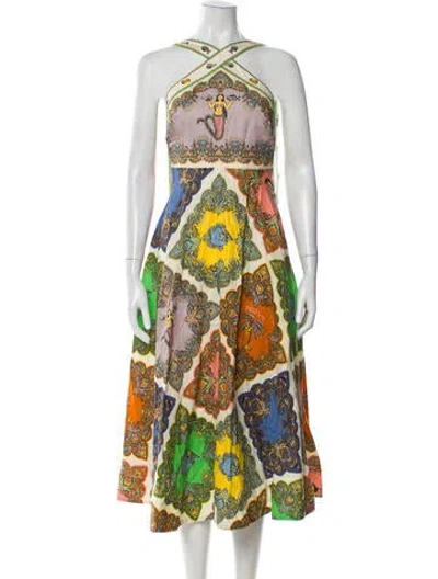 Pre-owned Alemais Trippy Tropo Midi Length Dress In Multi