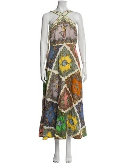 Pre-owned Alemais Trippy Troppo Long Dress In White