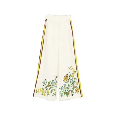 Alemais Phyllis Floral-print Striped Palazzo Pants In White
