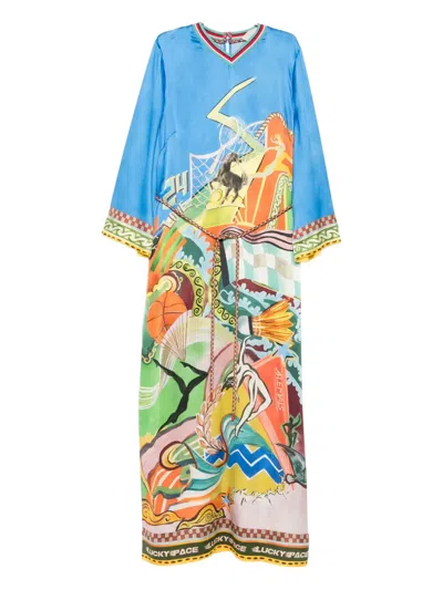 Alemais V-neck Printed Maxi Dress In Blue