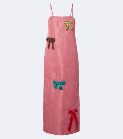 Alemais Alémais Valentina Bow-detail Moiré Midi Dress In Pink